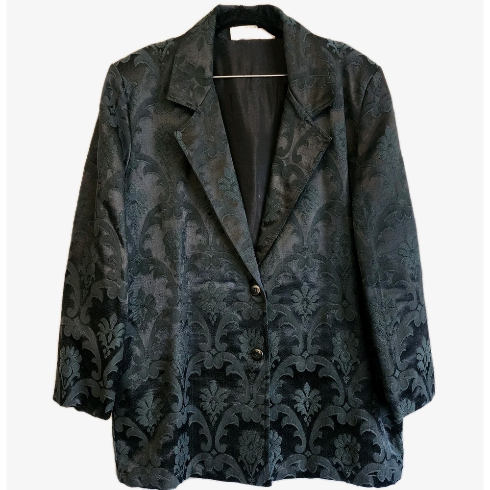 Vintage Raiment Fashions Black Damask Blazer Jacket Gothic Victorian Vampire S